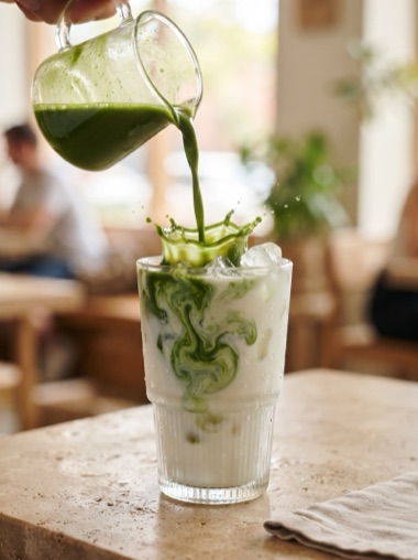 Matcha wlewana do szklanki